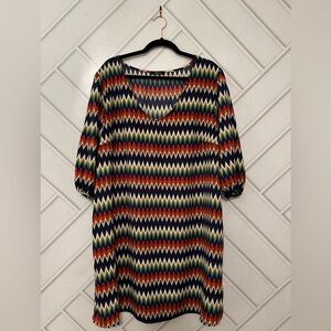 Multicolor Chevron Pattern Women's Dress